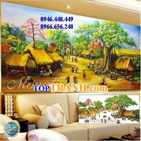 Tranh gắn đá chợ quê 1,2m